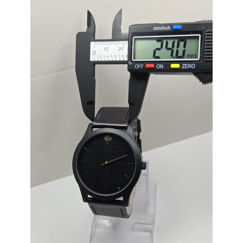 Lux Woods Boylan Black Woodgrain Minimalist 45mm Watch Mens Quartz New Battery